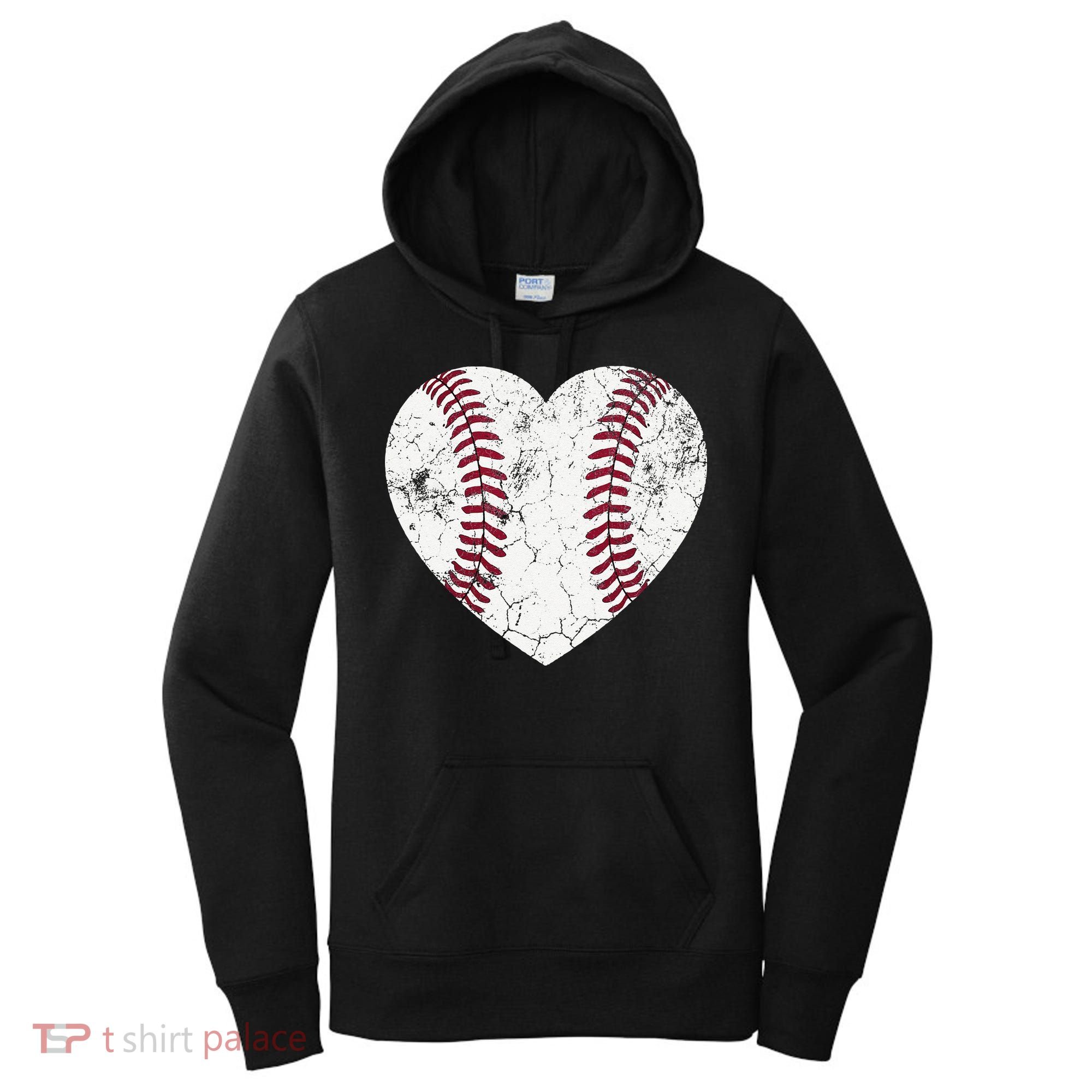 Ball Mom Heart Baseball Softball Mama Mothers Day Women's Hoodie