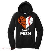 Ball Mom Heart Funny Baseball Basketball Mom Meaningful Gift Women's Hoodie thumb 0