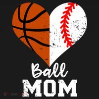 Ball Mom Heart Funny Baseball Basketball Mom Meaningful Gift Women's Hoodie thumb 2