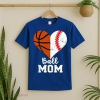 Ball Mom Heart Funny Baseball Basketball Mom Meaningful Gift T-Shirt thumb 2