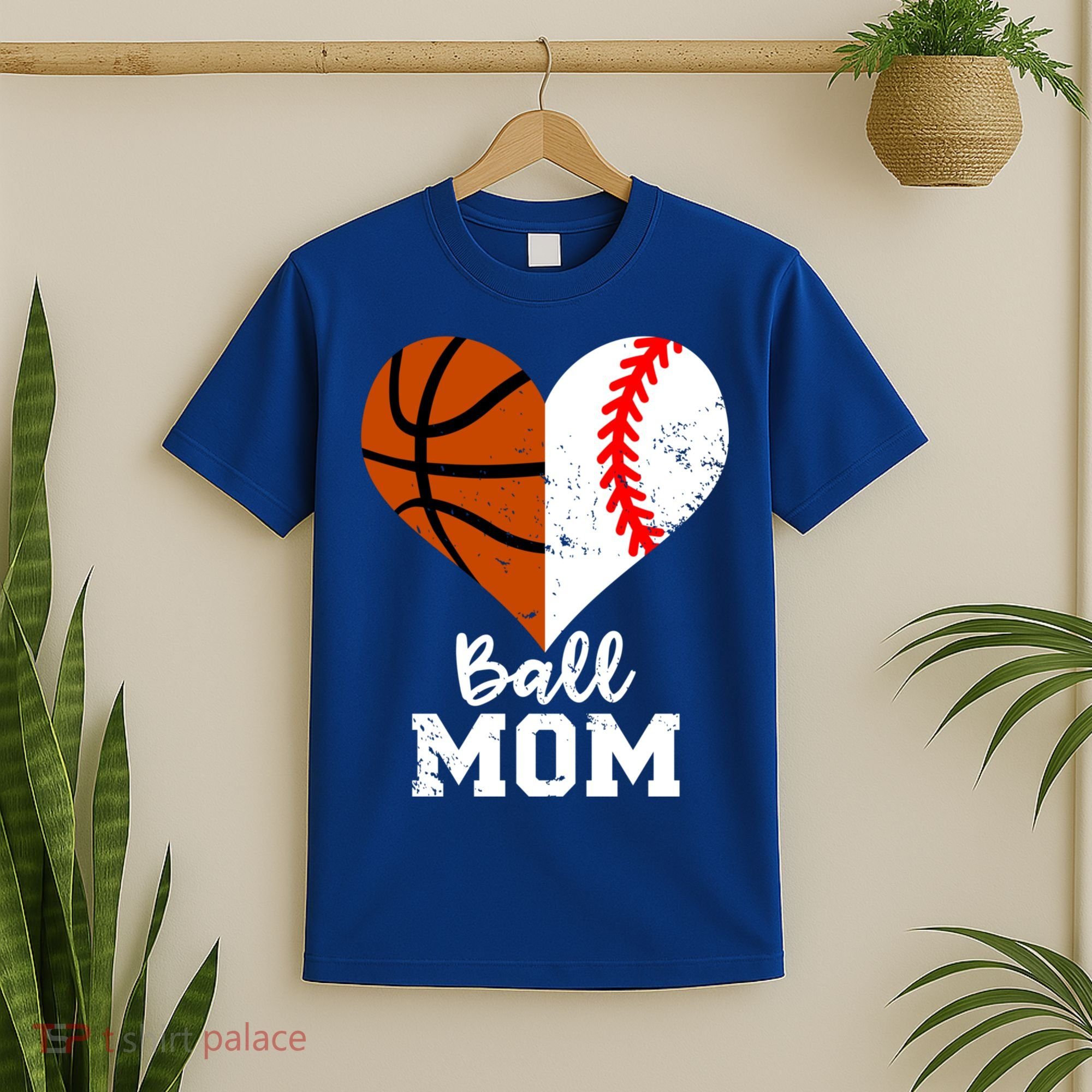 Ball Mom Heart Funny Baseball Basketball Mom Meaningful Gift T-Shirt