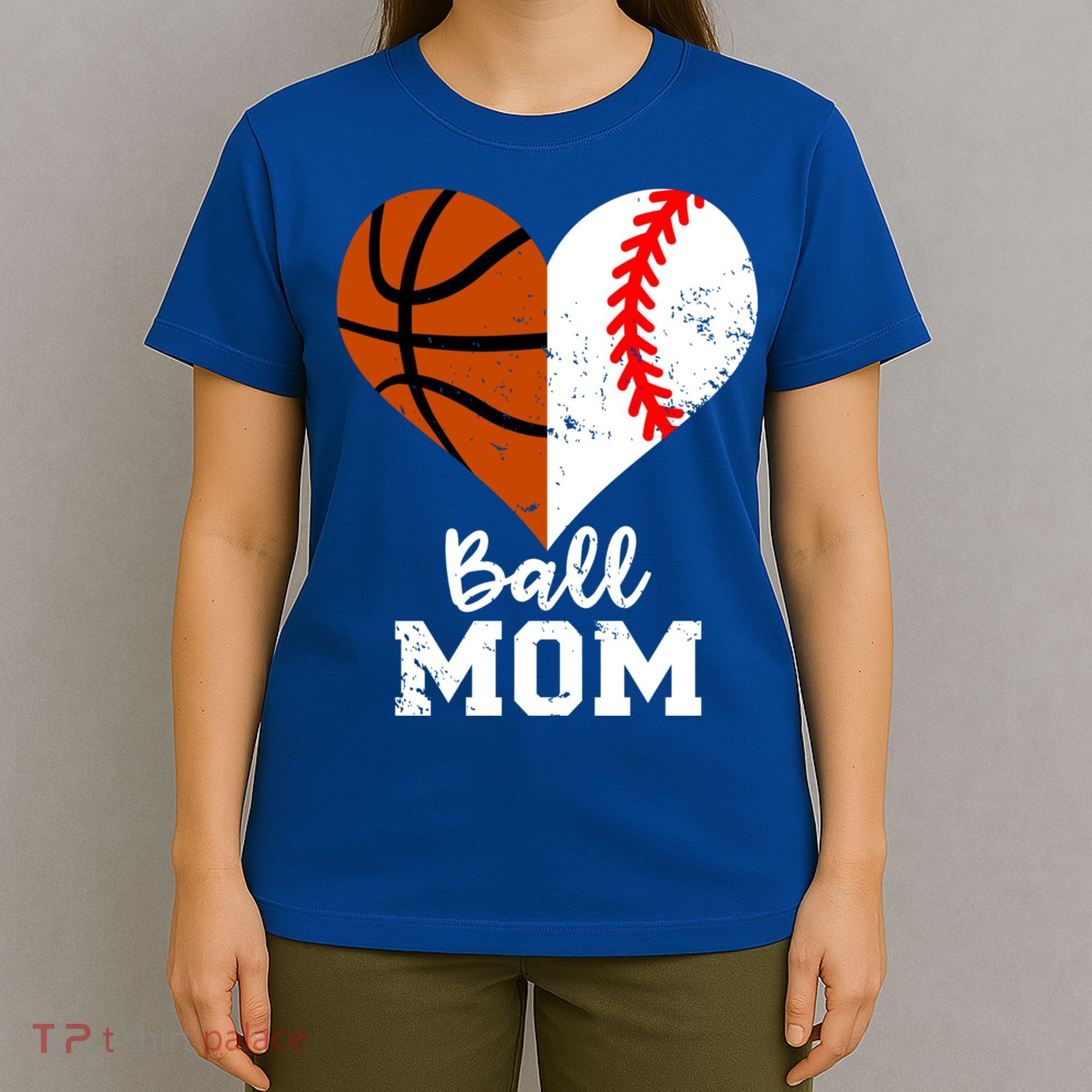Ball Mom Heart Funny Baseball Basketball Mom Meaningful Gift T-Shirt