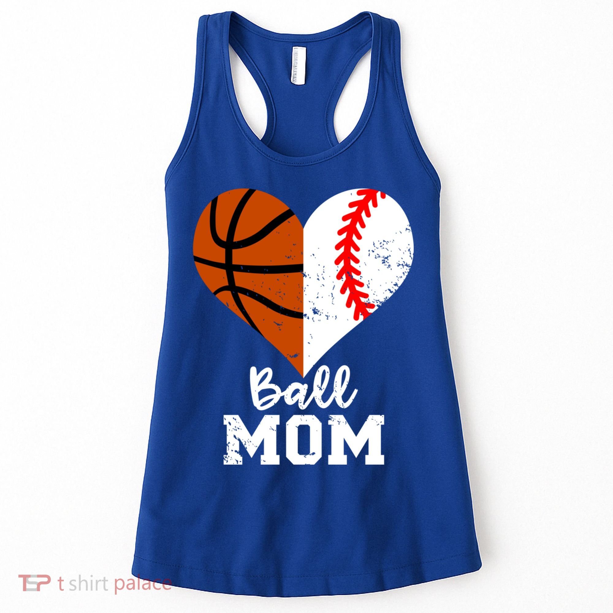 Ball Mom Heart Funny Baseball Basketball Mom Meaningful Gift Women's Tank Top