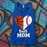 Ball Mom Heart Funny Baseball Basketball Mom Meaningful Gift Women's Tank Top thumb 3