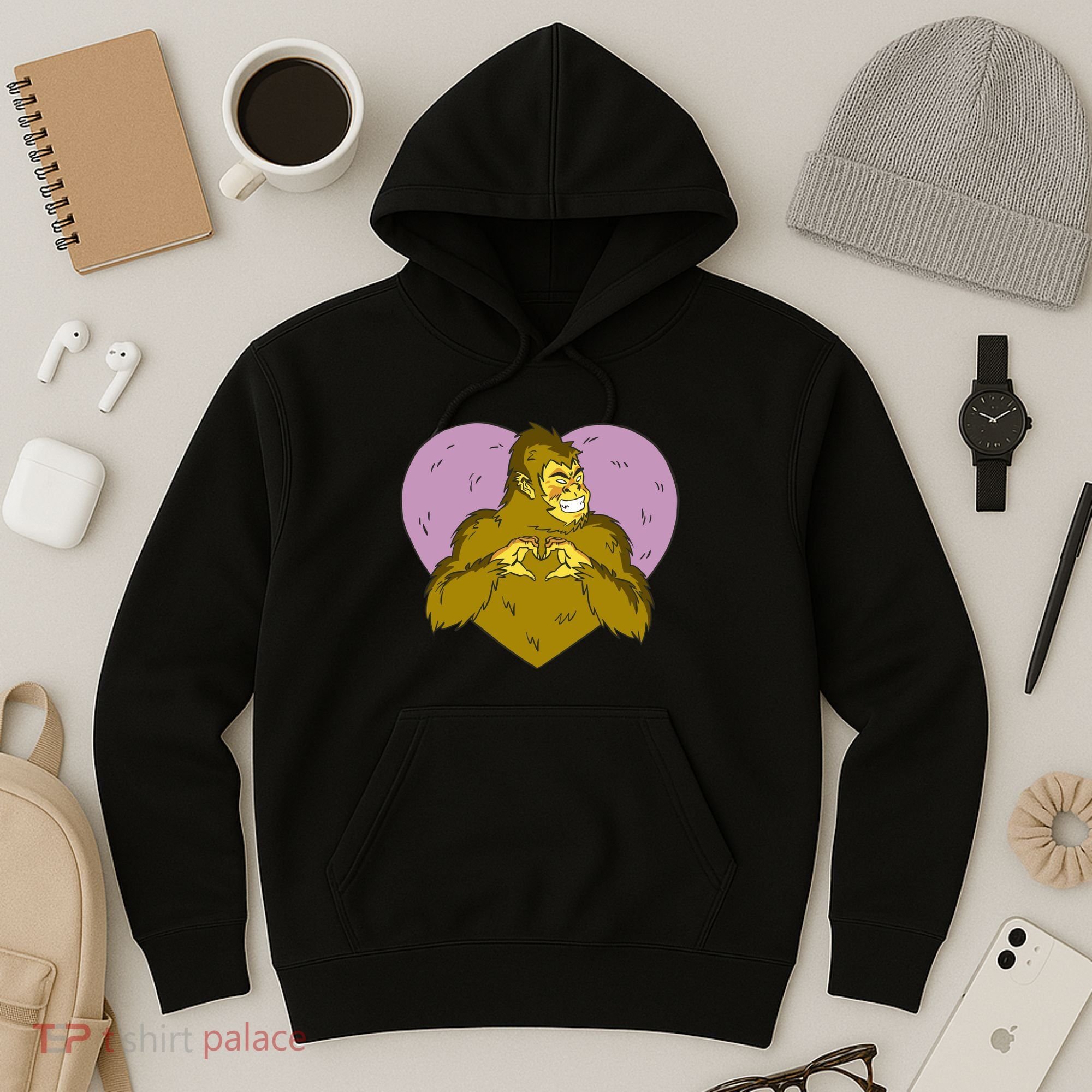 Bigfoot Monster Heart Cute Gift Hoodie