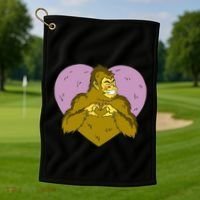 Bigfoot Monster Heart Cute Gift Golf Towel thumb 1