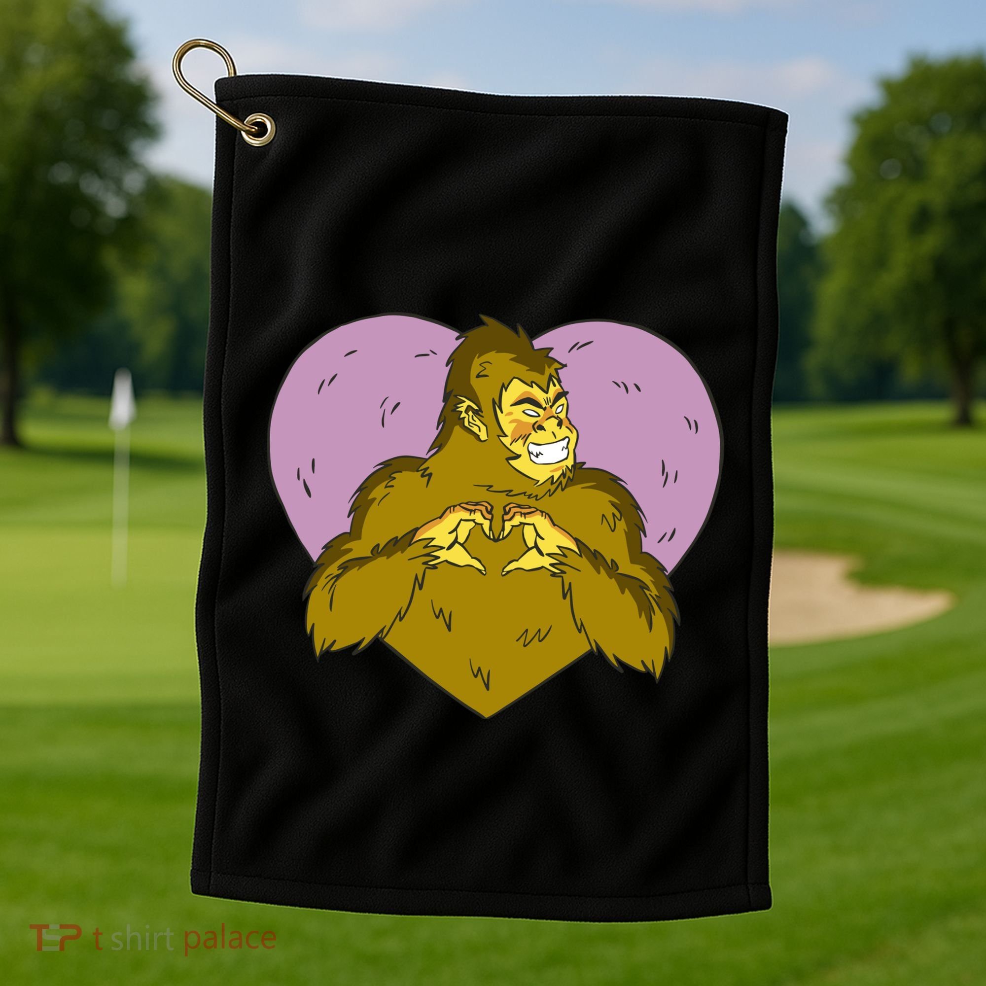 Bigfoot Monster Heart Cute Gift Golf Towel