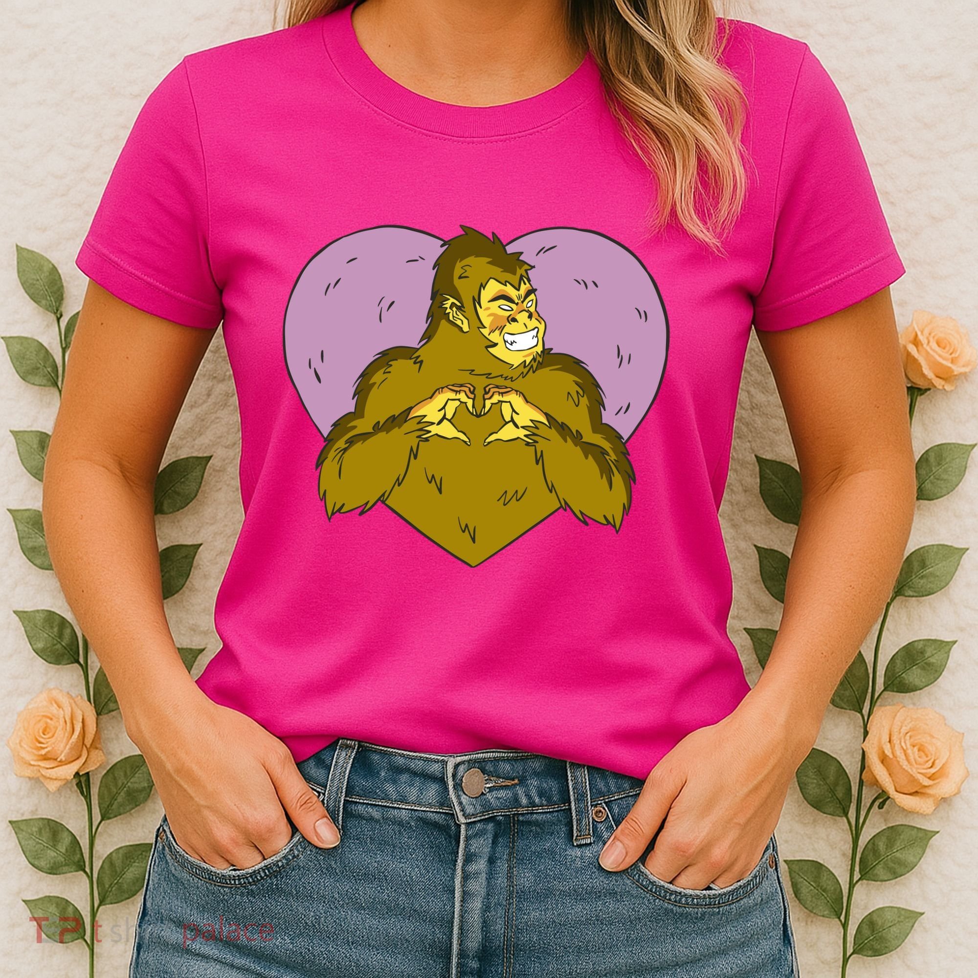 Bigfoot Monster Heart Cute Gift Women's T-Shirt