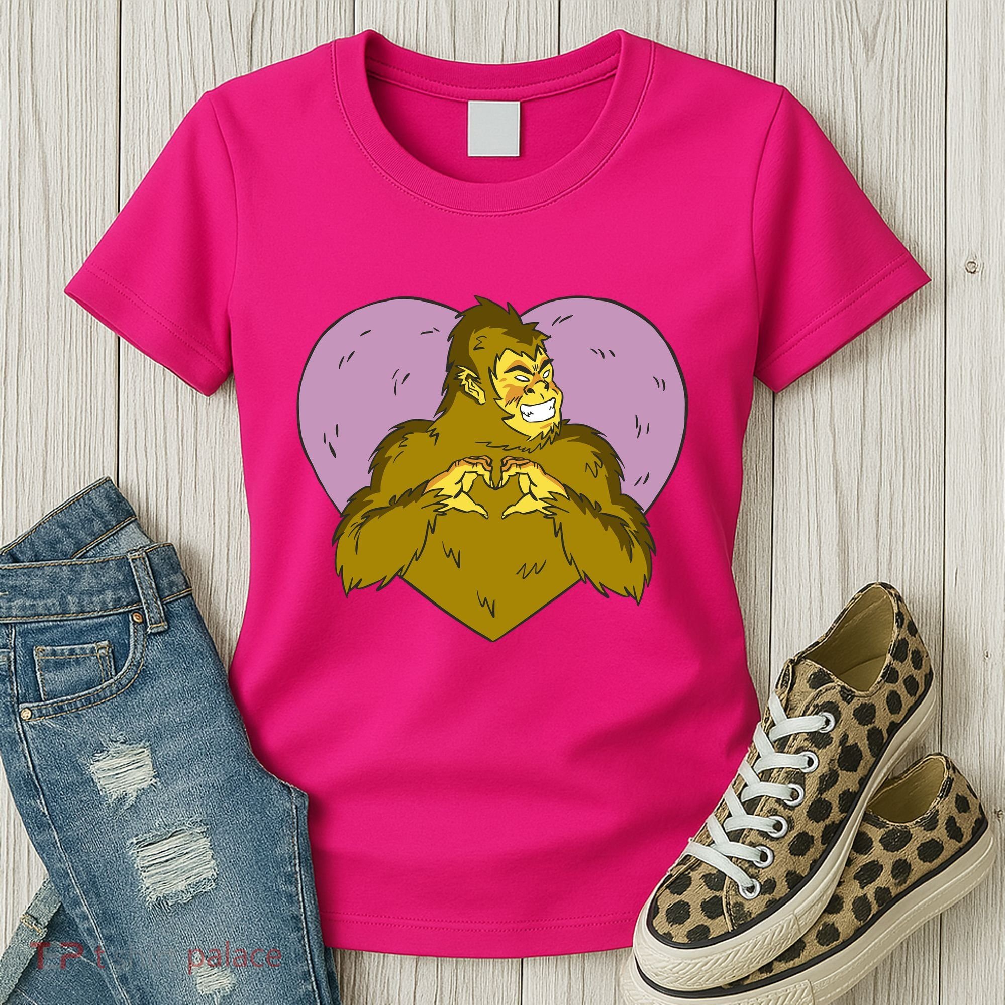 Bigfoot Monster Heart Cute Gift Women's T-Shirt