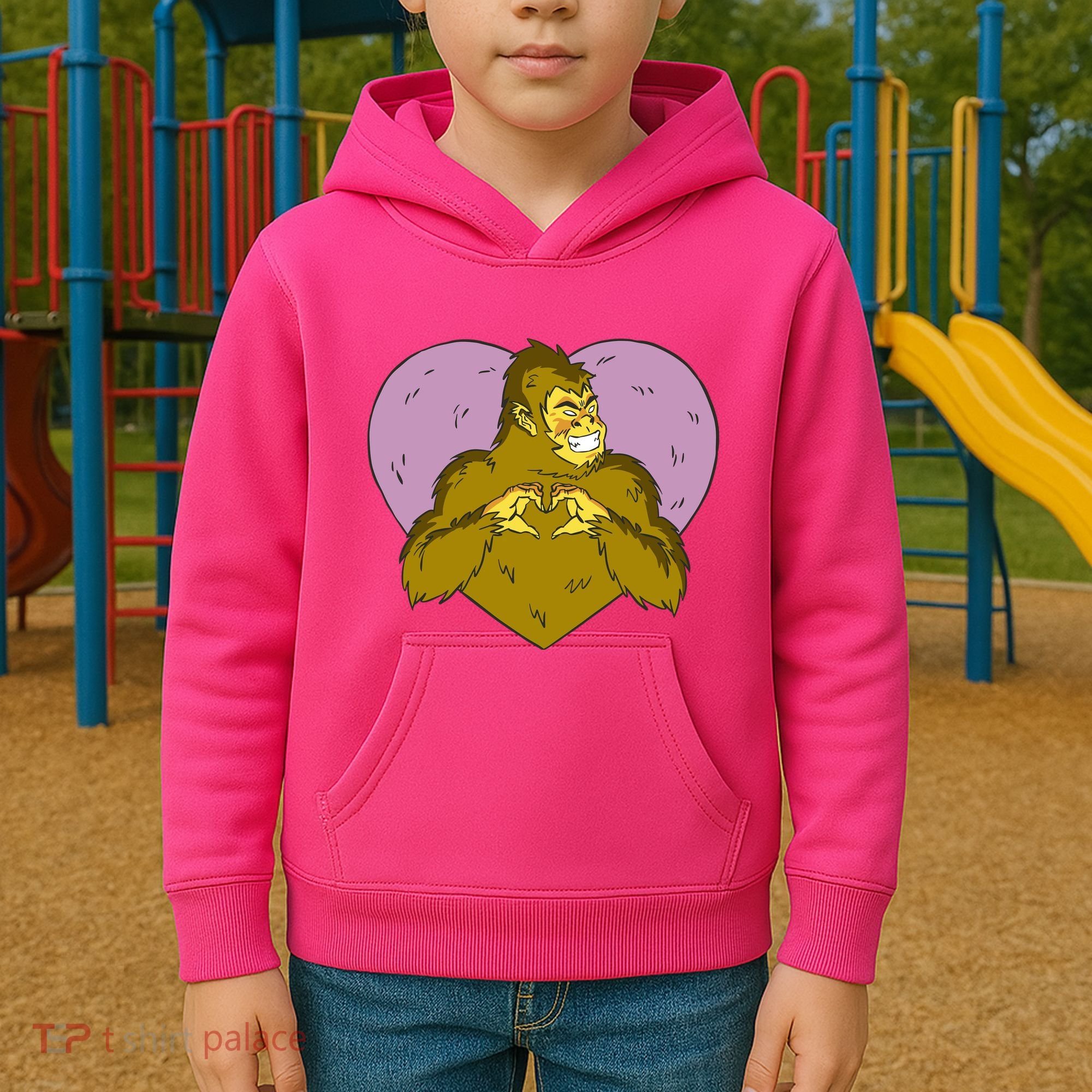 Bigfoot Monster Heart Cute Gift Kids Hoodie