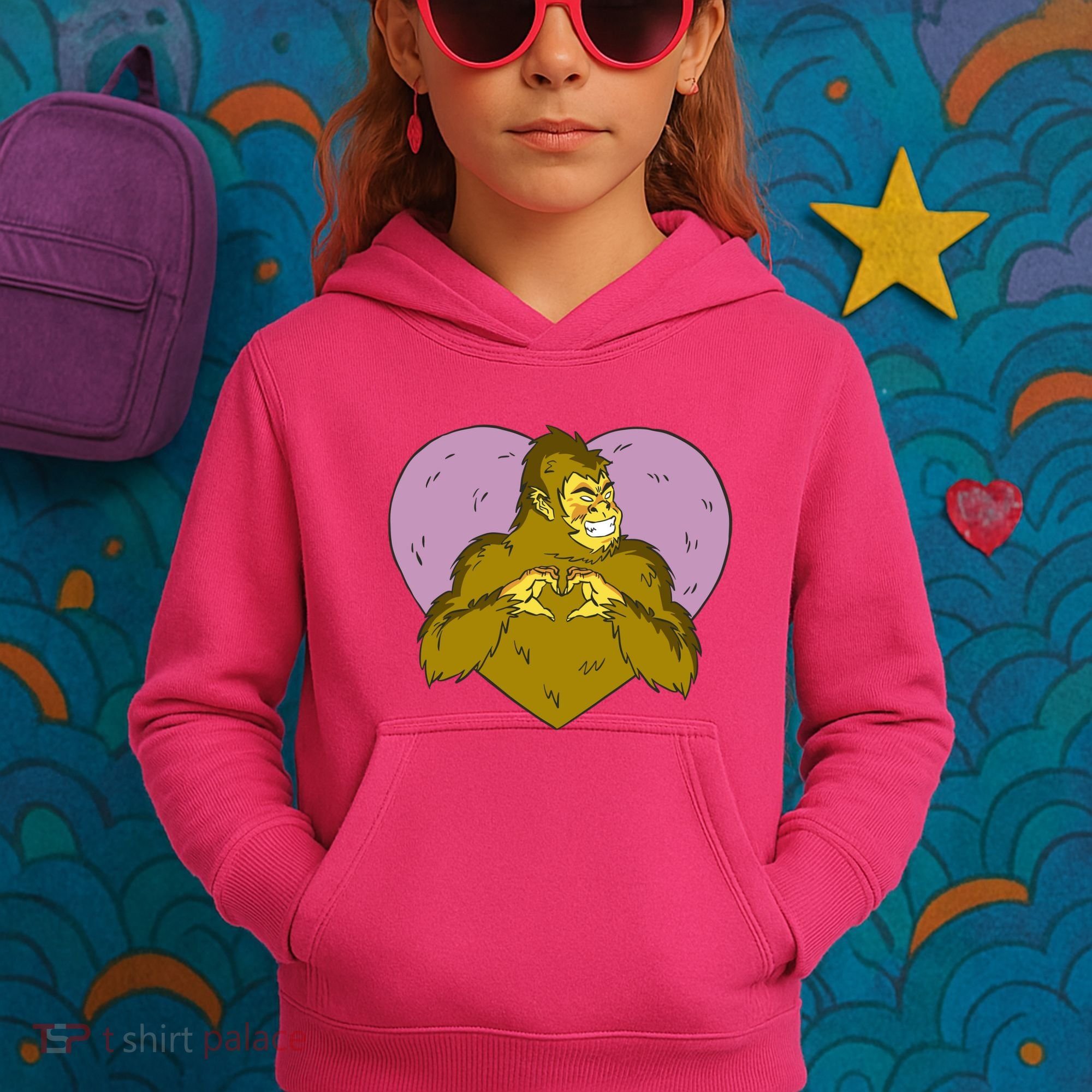 Bigfoot Monster Heart Cute Gift Kids Hoodie