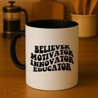 Believer Motivator Innovator Educator Retro Gift Coffee Mug thumb 4