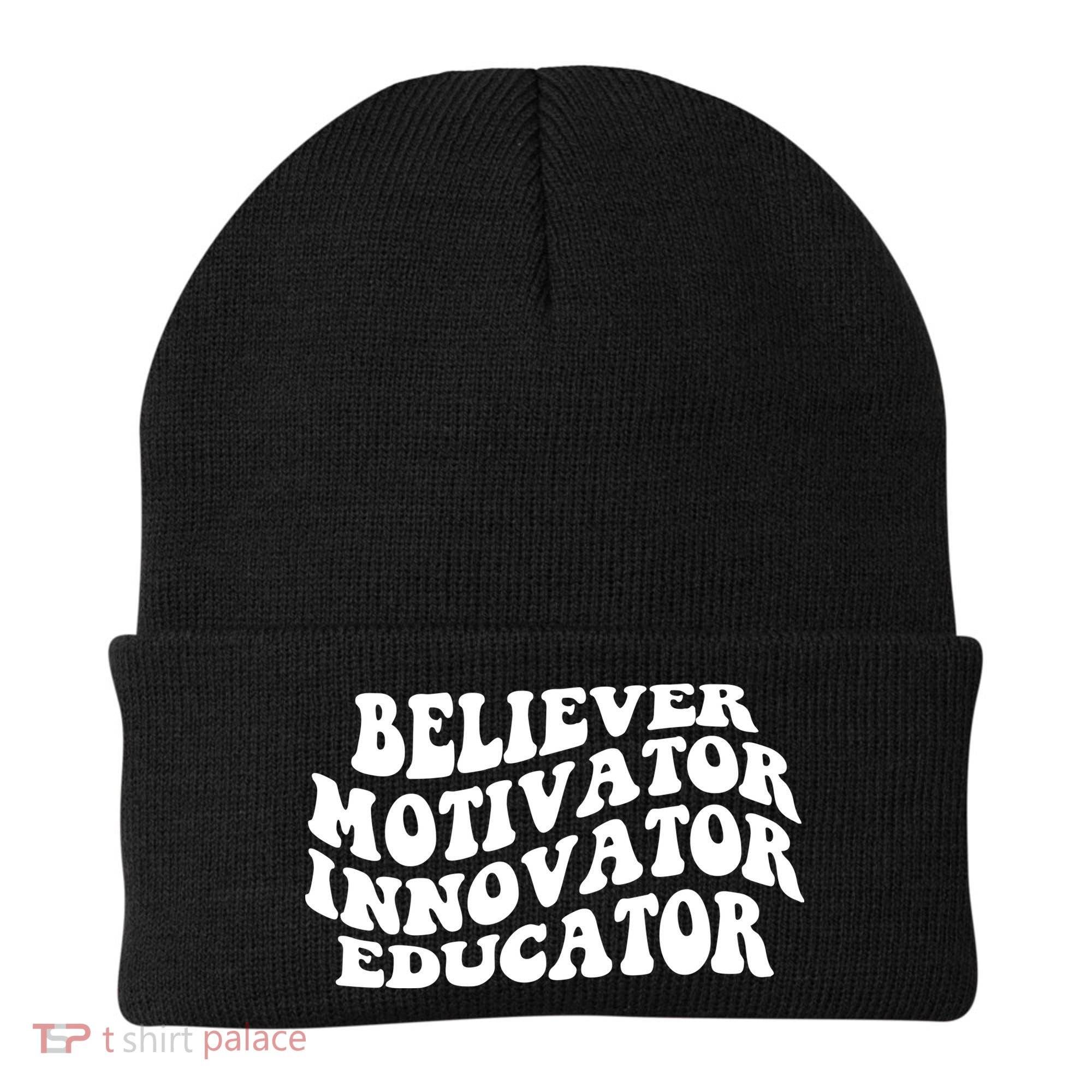Believer Motivator Innovator Educator Retro Gift Beanie