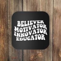 Believer Motivator Innovator Educator Retro Gift Coaster thumb 0