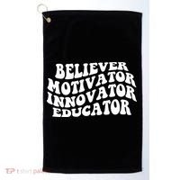 Believer Motivator Innovator Educator Retro Gift Golf Towel thumb 0
