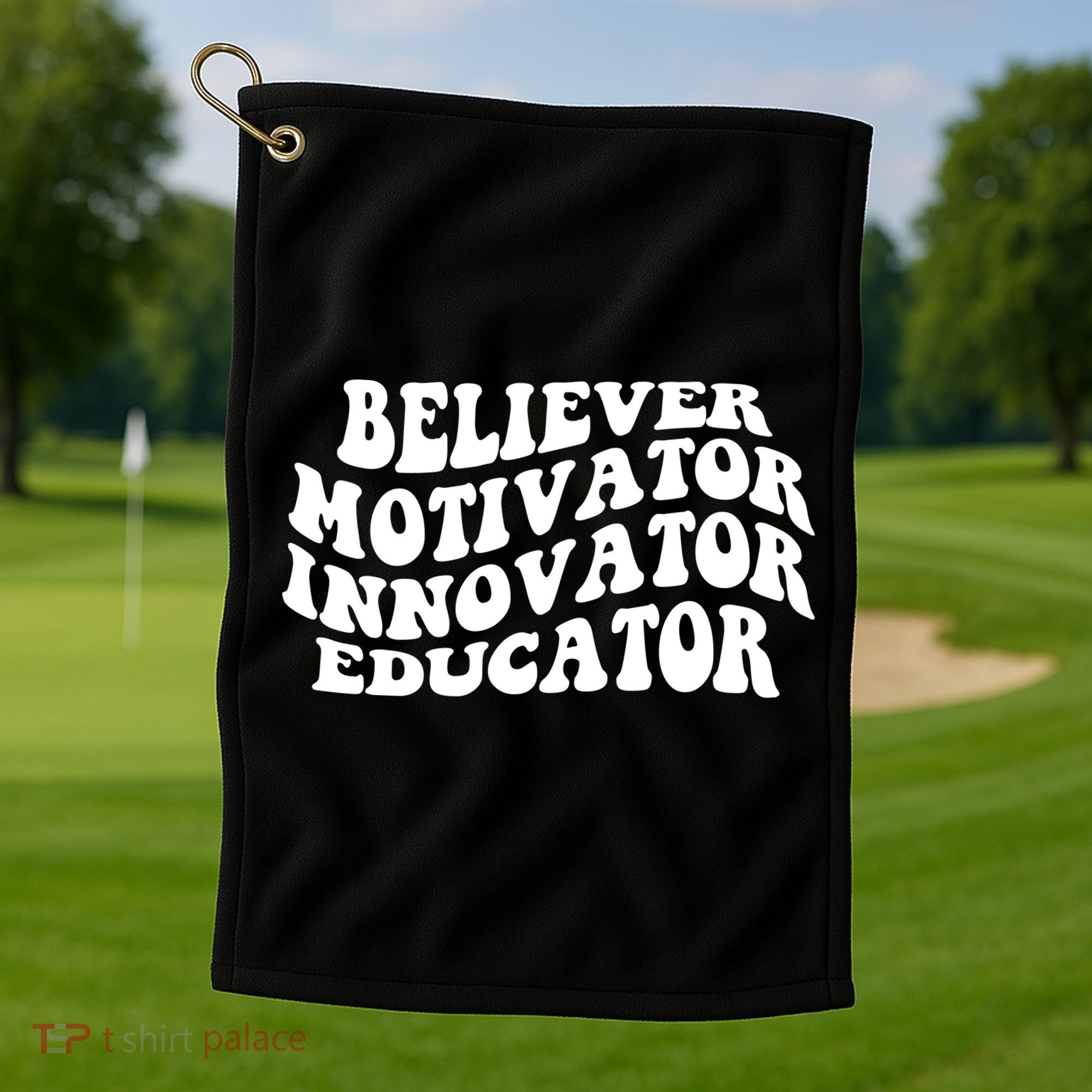 Believer Motivator Innovator Educator Retro Gift Golf Towel