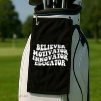 Believer Motivator Innovator Educator Retro Gift Golf Towel thumb 2