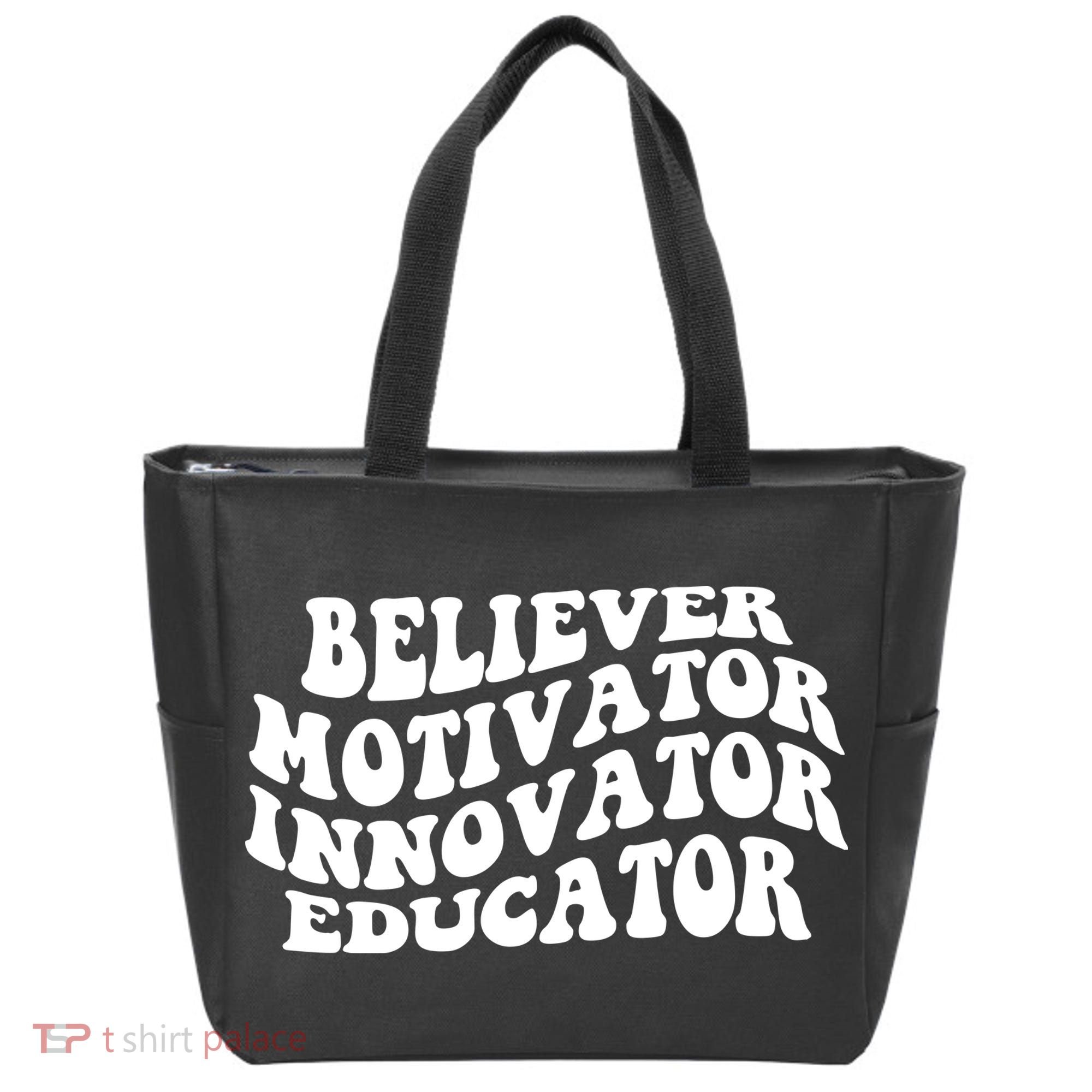 Believer Motivator Innovator Educator Retro Gift Tote Bag