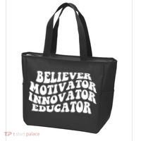 Believer Motivator Innovator Educator Retro Gift Tote Bag thumb 3