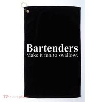Bartenders Make It Fun To Swallow Funny Bartending Golf Towel thumb 0