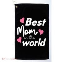 Best Mom In The World Mothers Day Heart Golf Towel thumb 0