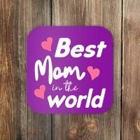 Best Mom In The World Mothers Day Heart Coaster thumb 0