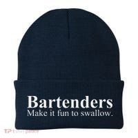Bartenders Make It Fun To Swallow Funny Bartending Beanie thumb 0