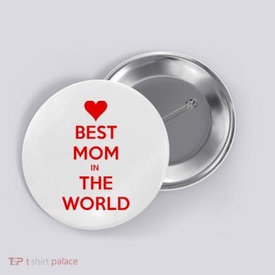Best Mom In The World Heart Gift Button