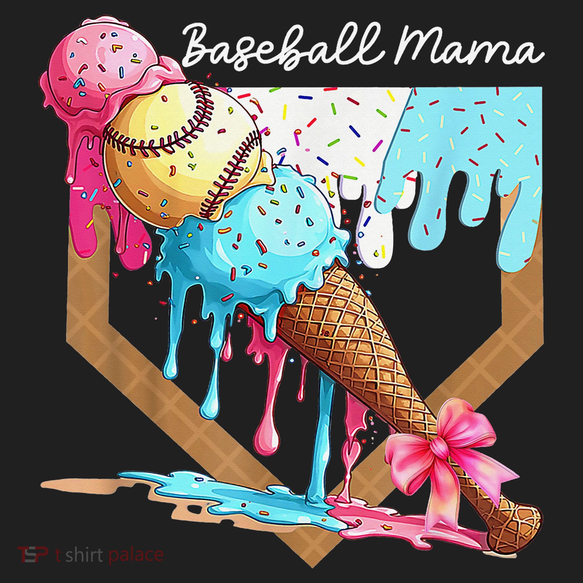Baseball Mama Ice Cream Drip Baseball Mothers Day Coquette Women's Sweatshirt