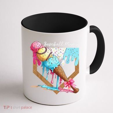 Baseball Mama Ice Cream Drip Baseball Mothers Day Coquette Coffee Mug back