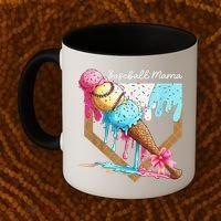 Baseball Mama Ice Cream Drip Baseball Mothers Day Coquette Coffee Mug thumb 2
