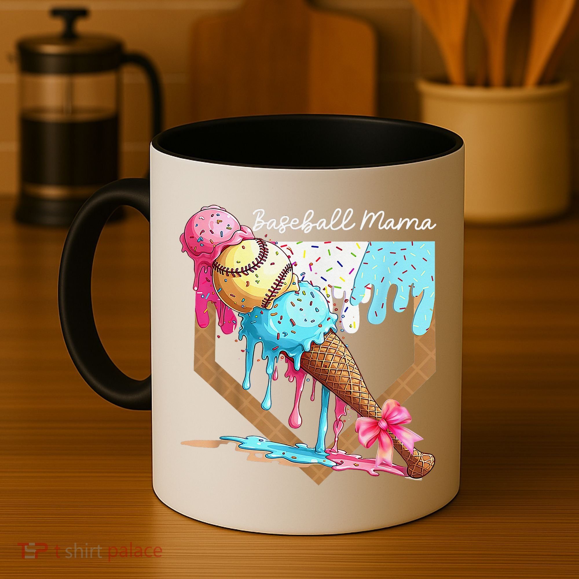 Baseball Mama Ice Cream Drip Baseball Mothers Day Coquette Coffee Mug