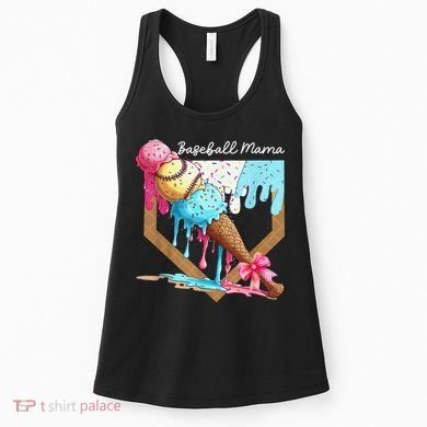 Baseball Mama Ice Cream Drip Baseball Mothers Day Coquette Women's Tank Top