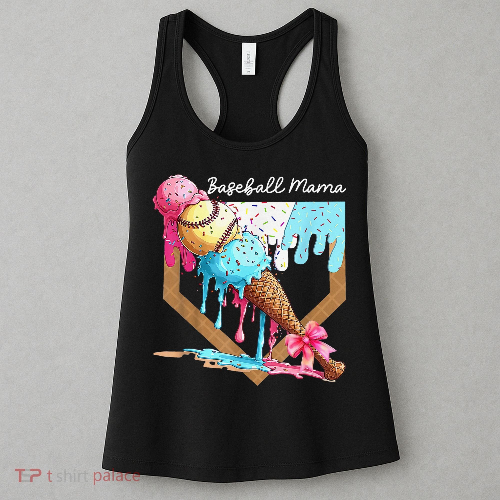 Baseball Mama Ice Cream Drip Baseball Mothers Day Coquette Women's Tank Top