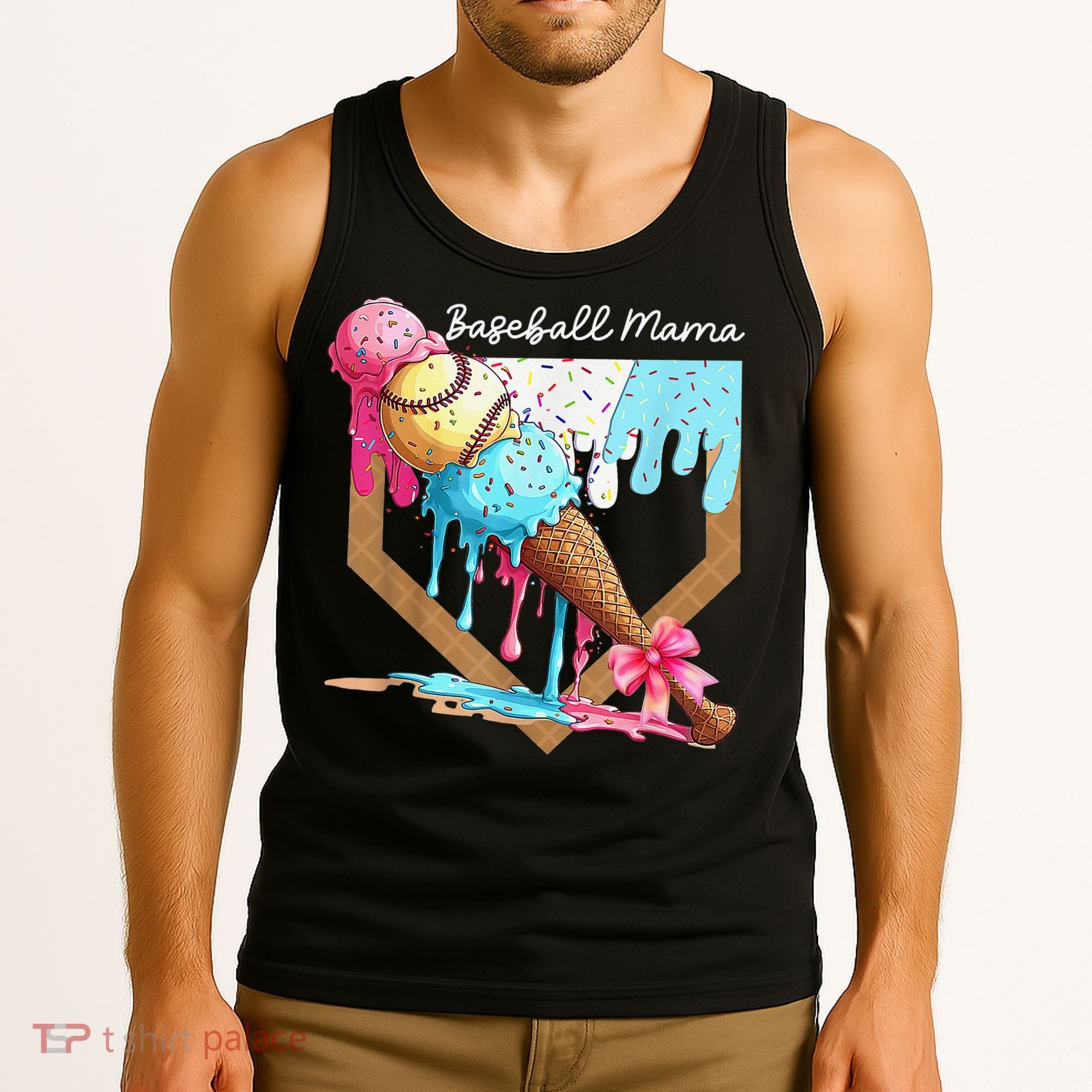 Baseball Mama Ice Cream Drip Baseball Mothers Day Coquette Tank Top