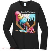 Baseball Mama Ice Cream Drip Baseball Mothers Day Coquette Women's Long Sleeve Shirt thumb 0