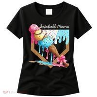 Baseball Mama Ice Cream Drip Baseball Mothers Day Coquette Women's T-Shirt thumb 0