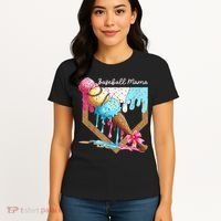 Baseball Mama Ice Cream Drip Baseball Mothers Day Coquette Women's T-Shirt thumb 4