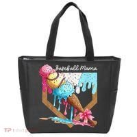 Baseball Mama Ice Cream Drip Baseball Mothers Day Coquette Tote Bag thumb 0