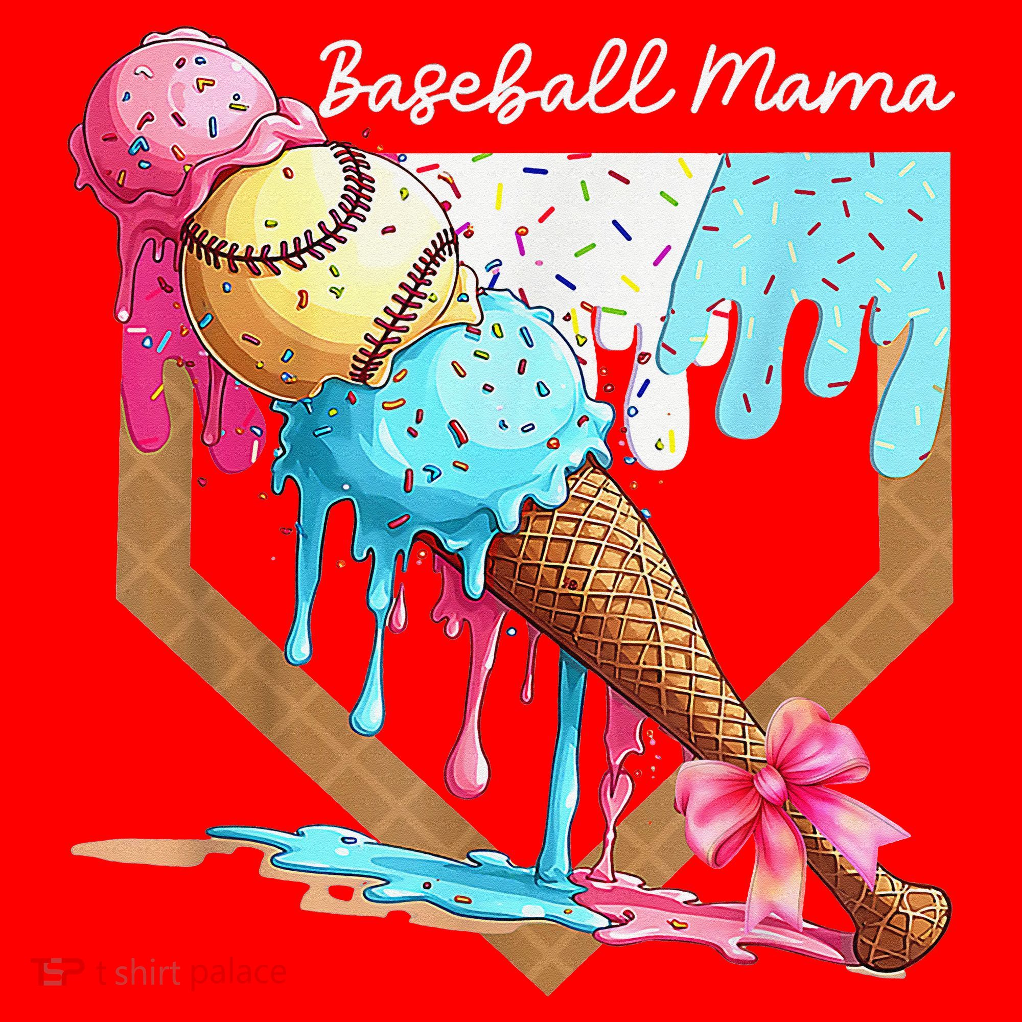 Baseball Mama Ice Cream Drip Baseball Mothers Day Coquette Santa Hat