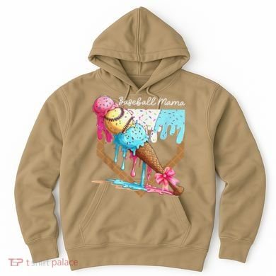 Baseball Mama Ice Cream Drip Baseball Mothers Day Coquette Hoodie