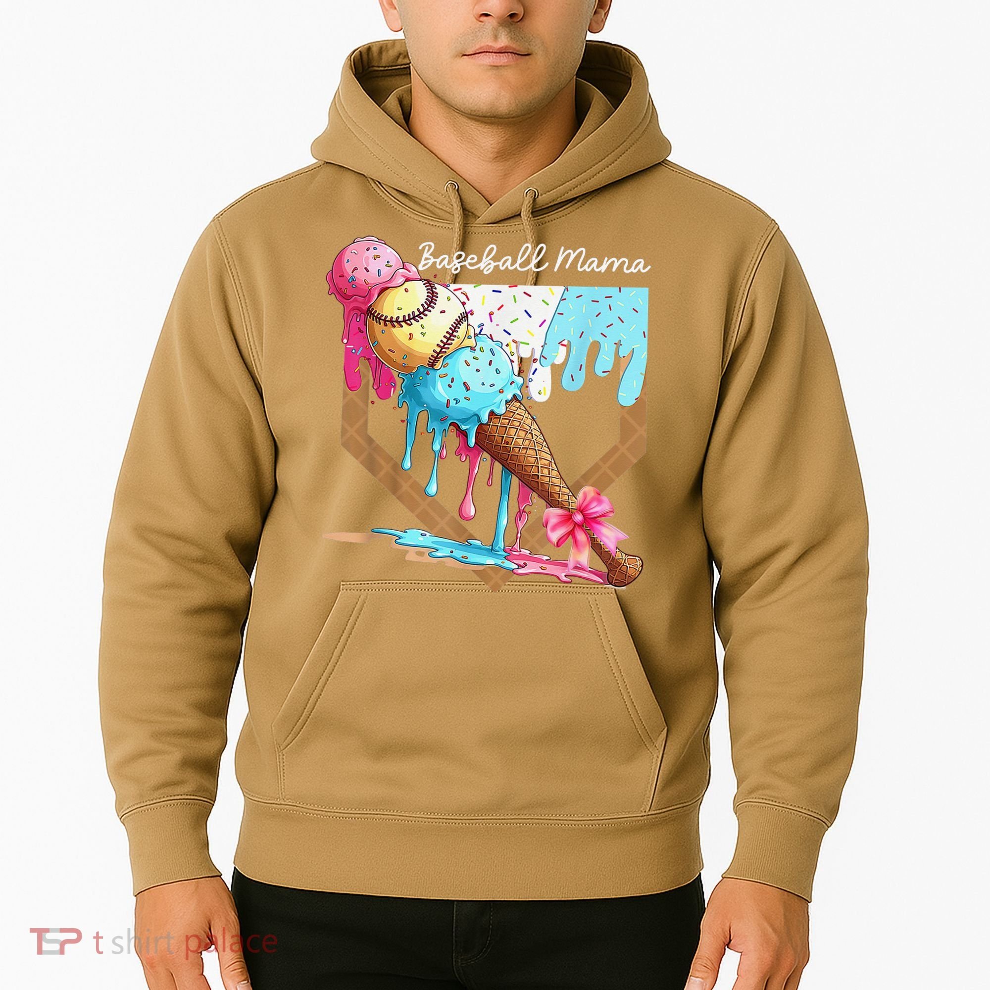 Baseball Mama Ice Cream Drip Baseball Mothers Day Coquette Hoodie