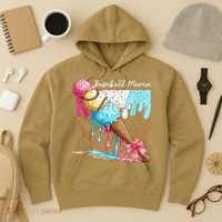 Baseball Mama Ice Cream Drip Baseball Mothers Day Coquette Hoodie thumb 3