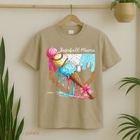 Baseball Mama Ice Cream Drip Baseball Mothers Day Coquette T-Shirt thumb 2