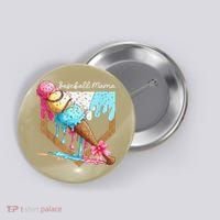 Baseball Mama Ice Cream Drip Baseball Mothers Day Coquette Button thumb 0