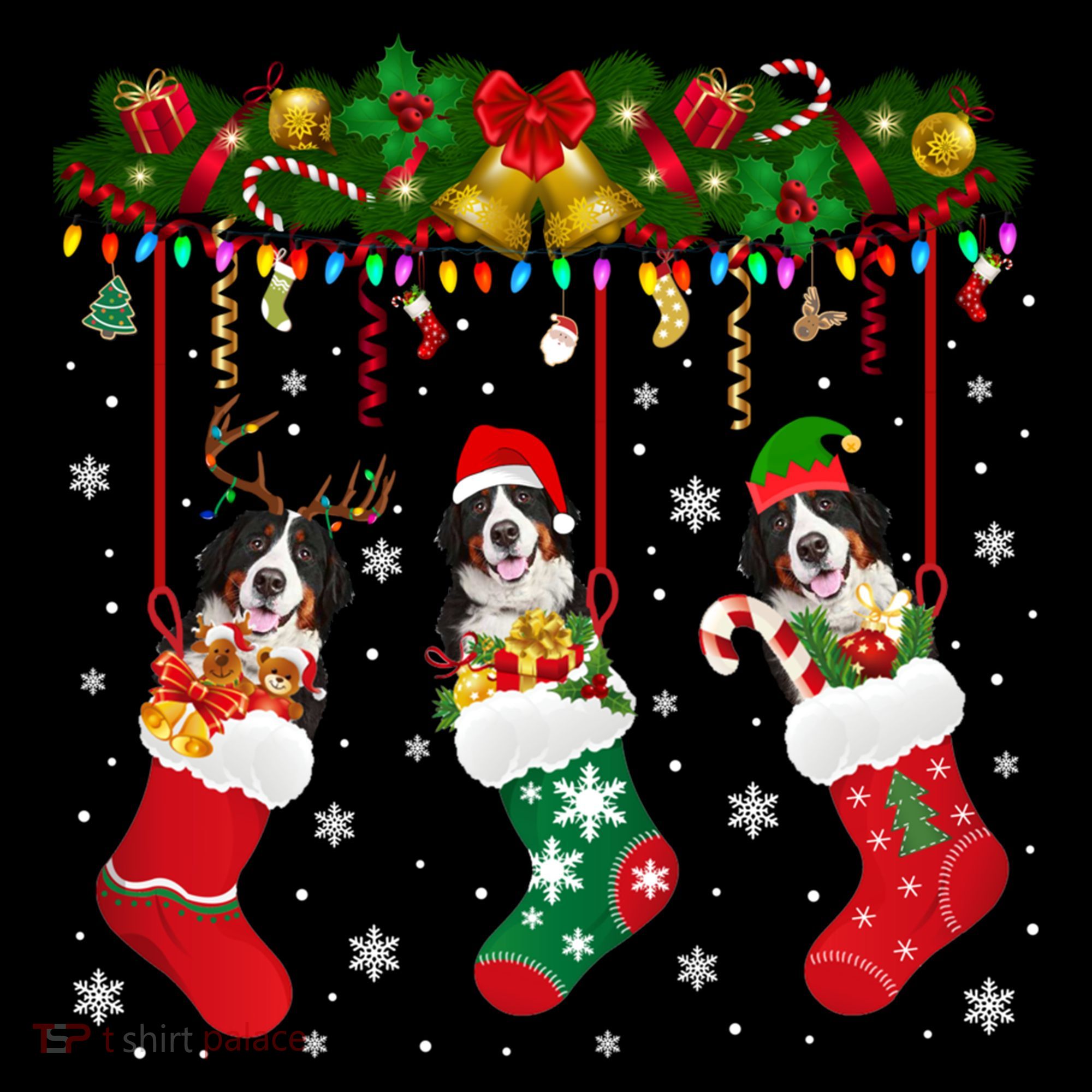 Bernese Mountain In Sock Xmas Reindeer Santa Elf Dog Gift Coffee Mug