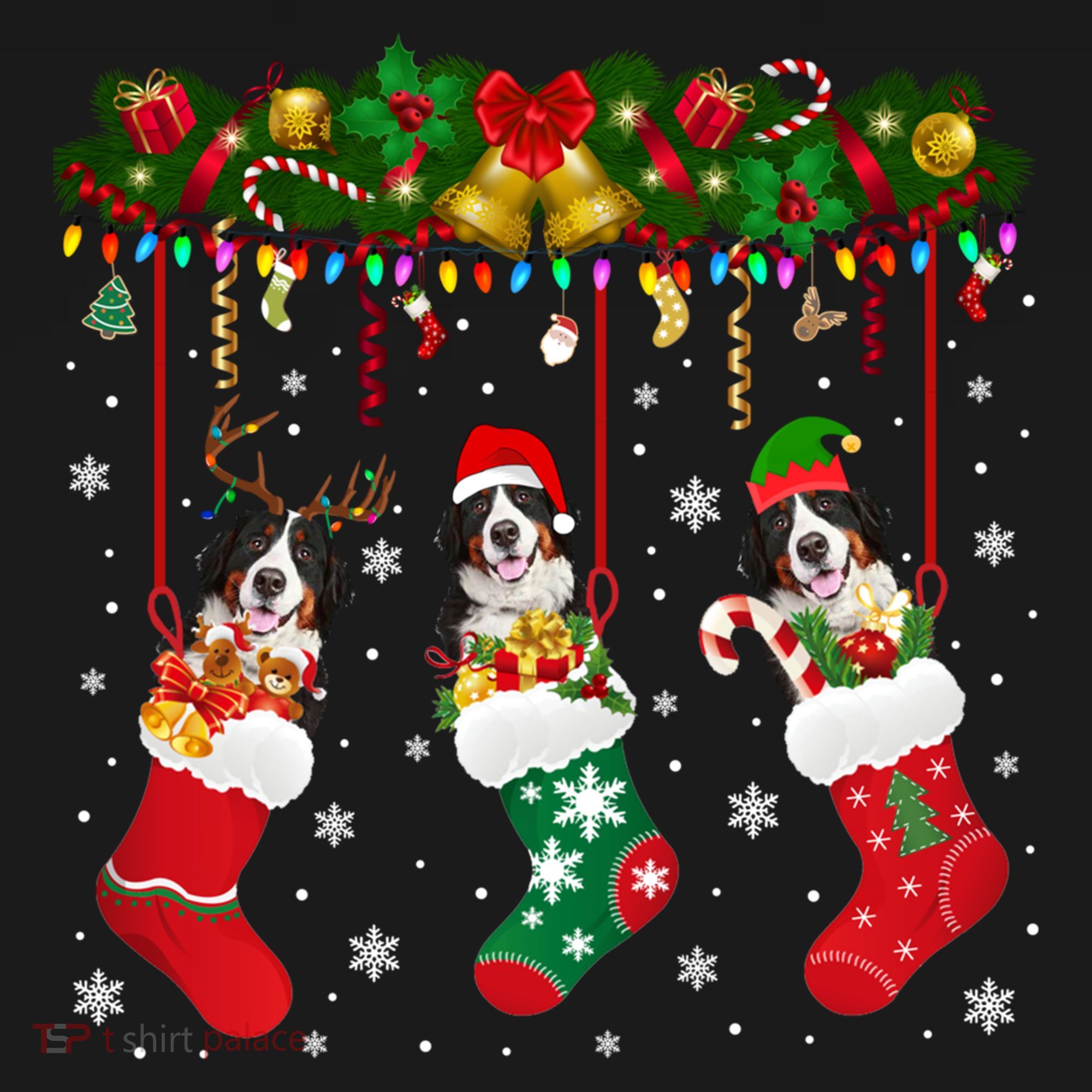 Bernese Mountain In Sock Xmas Reindeer Santa Elf Dog Gift Women's Hoodie