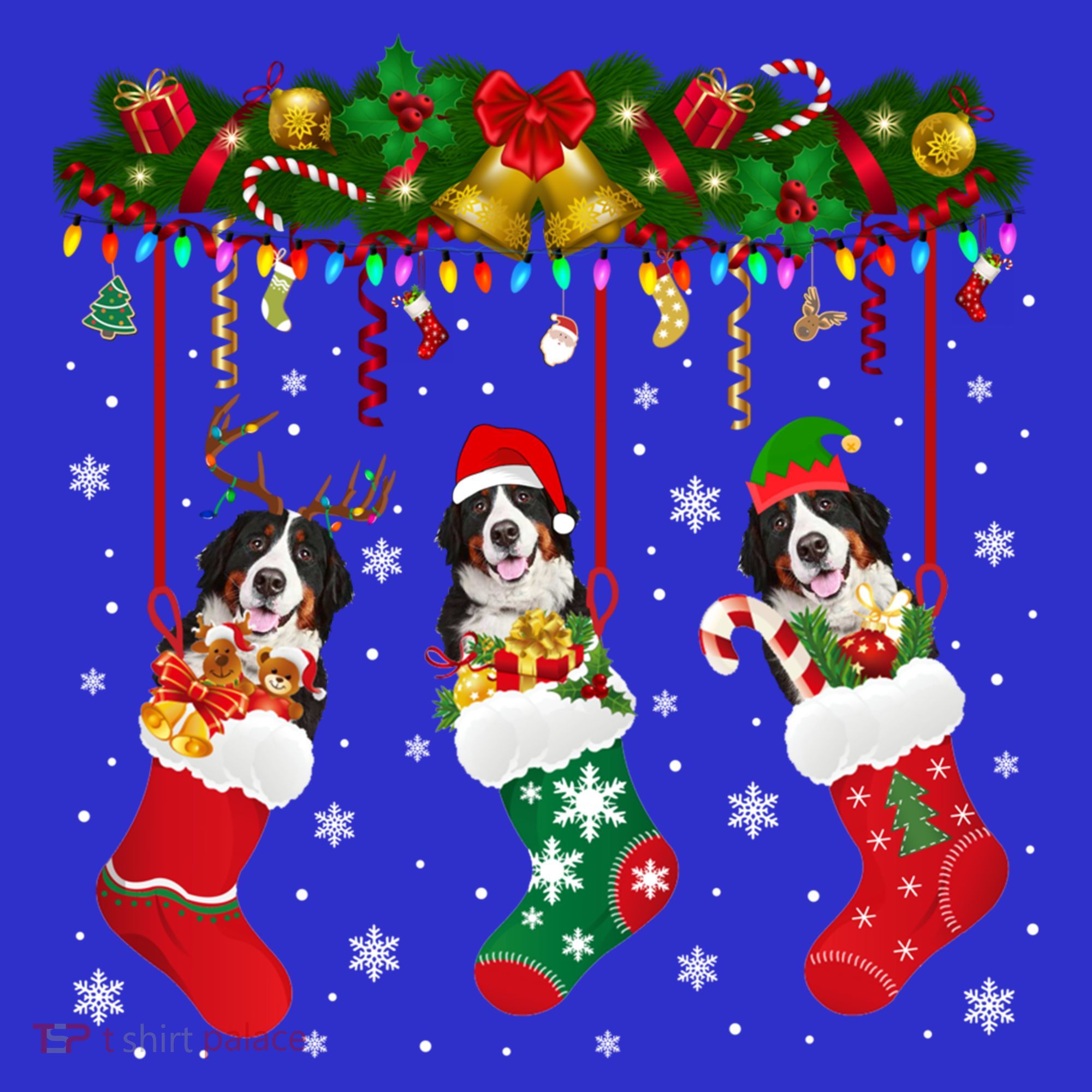 Bernese Mountain In Sock Xmas Reindeer Santa Elf Dog Gift Apron