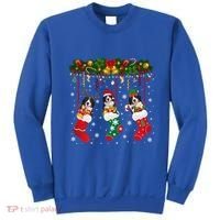 Bernese Mountain In Sock Xmas Reindeer Santa Elf Dog Gift Sweatshirt thumb 0