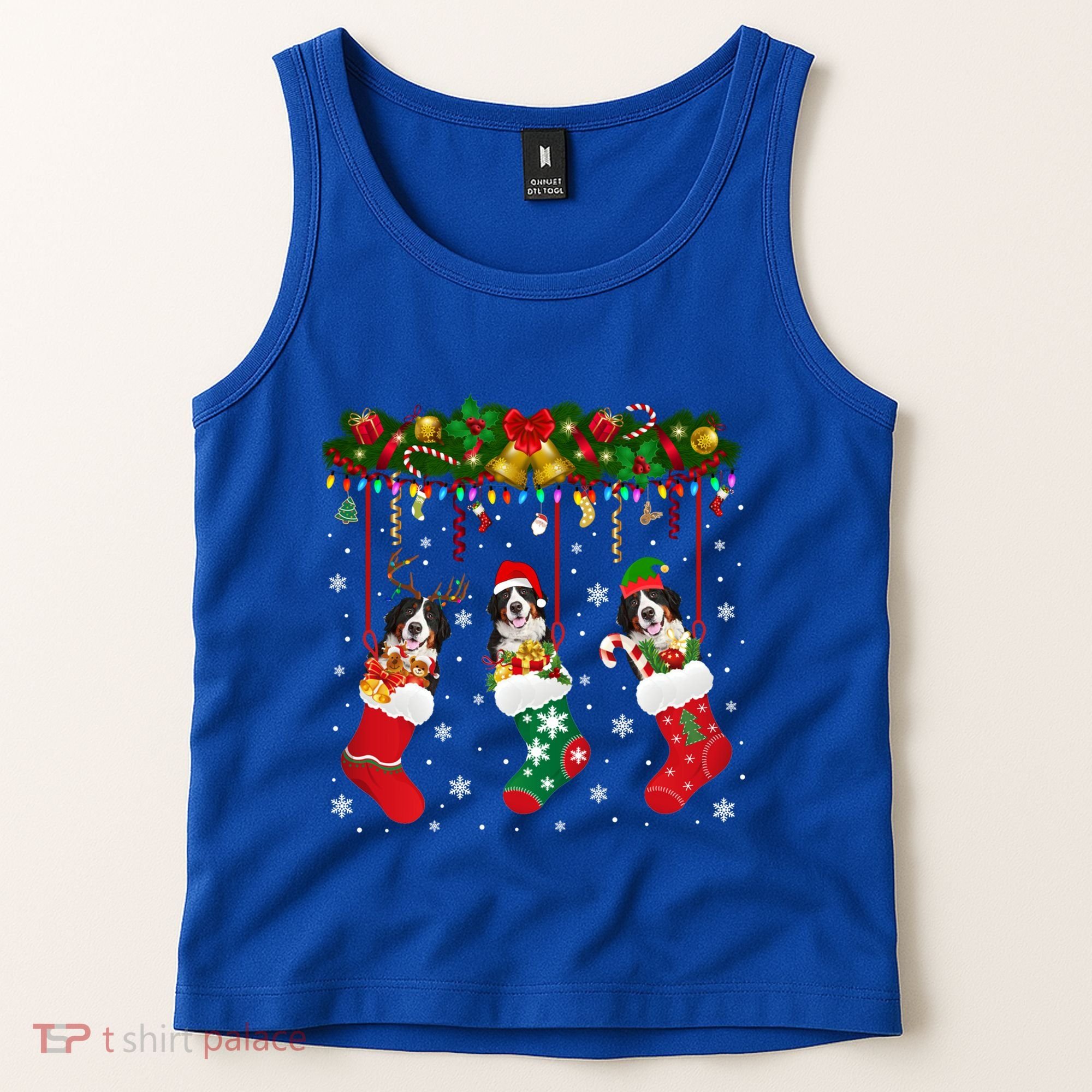 Bernese Mountain In Sock Xmas Reindeer Santa Elf Dog Gift Tank Top